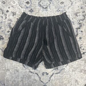 Briggs Linen Rayon Striped Shorts Black White Size M Elastic Waist